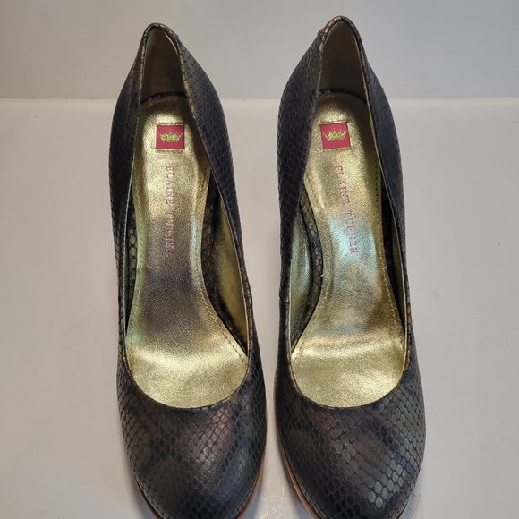 ELAINE TURNER  Size 9 Snakeskin Platform Stiletto 5" Heel Round Closed Toe - Picture 4 of 10